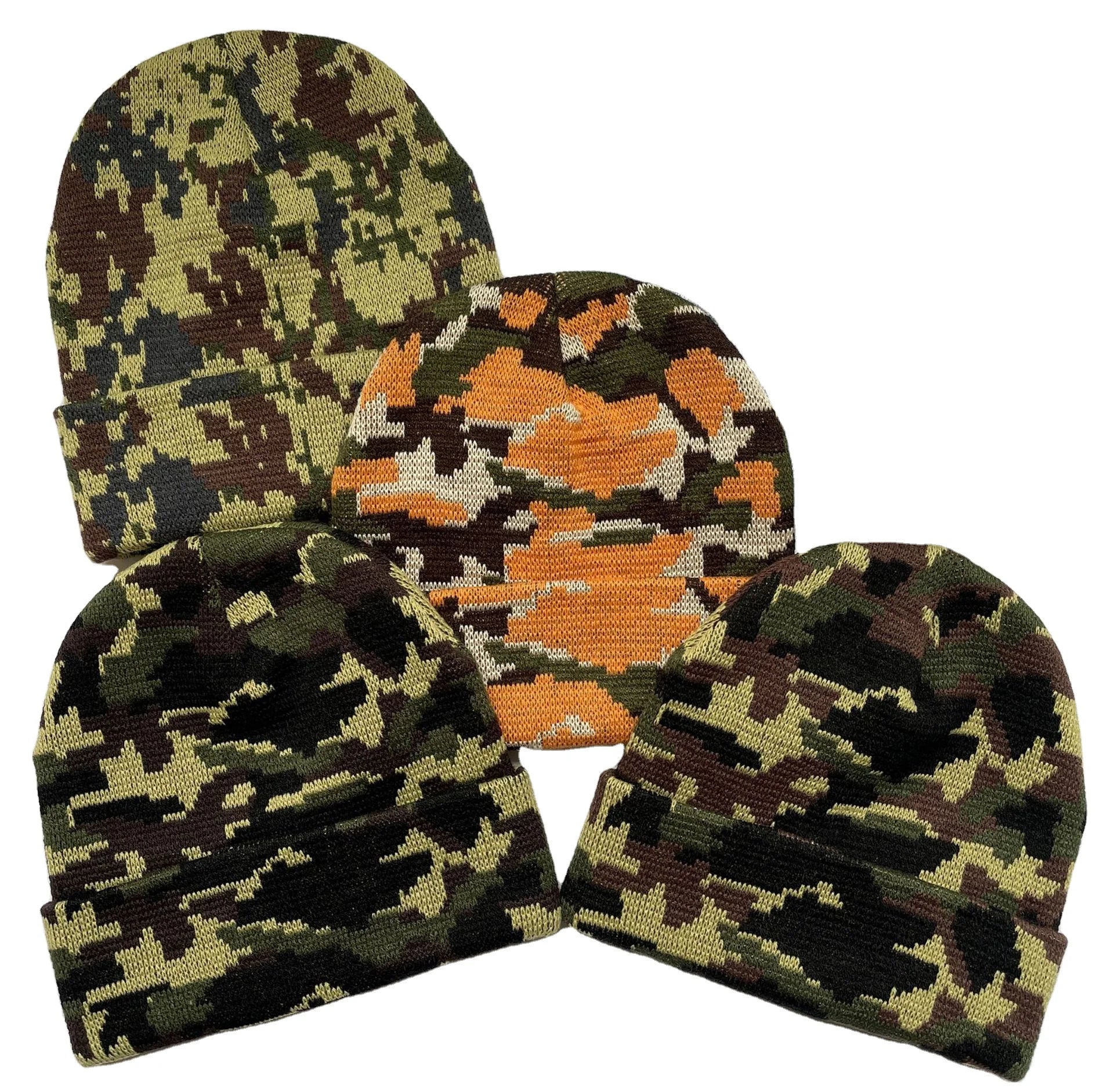 Custom Acrylic Winter Skull Cap Embroidery Logo Cuffed Beanie Hat High Hip Hop Warm Knitted Travel Appropriate Digital Printing