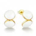 YILUN Gold Plated White Enamel Circle 925 Sterling Silver Stud Earrings Jewelry for Women