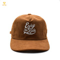 Custom 5 Panel Low Profile Brown Corduroy Unstructured Rope Snapback Caps Hat Hand Embroidered Dot Pattern on Oxford Fabric