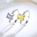 Original 925 Silver 2 Carat Brilliant Emerald Cut D Color Moissanite Ring with Slide Stones Test Gemstone Jewelry