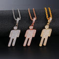 New Gold Plated Rope Chain Necklace Iced Out Rhinestone Paved Billie Eilish Cartoon Human Pendant Necklace for Jewelry Hipsters