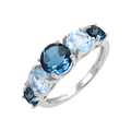 Abiding New Arrivals Luxury 925 Sterling Silver Ring Multi Gemstone London Blue Topaz Band Rings for Women