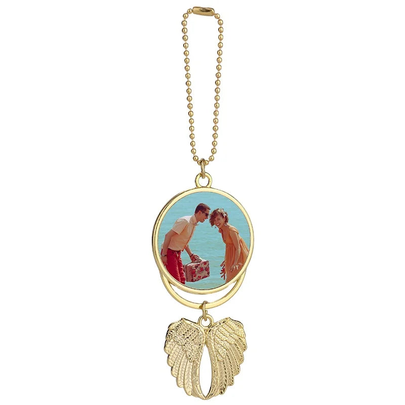 New Double-sided Photo DIY Car Hanging Angel Wings Ornament Gift Sublimation Car Ornament