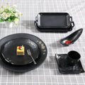 Japanese Modern Design 100% Melamine Black Oval Boat Plate Dish for Sushi Camping