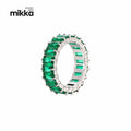 Fashion Shiny Stainless Steel Gold Plated Micro-inlaid Square Zircon Rings Rectangle Crystal Rings
