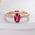 Simple Natural Pink Tourmaline Fashion Jewelry Oval Wedding Promise Diamond Ring Real 18k Gold Promise Ring for Women Jewelry