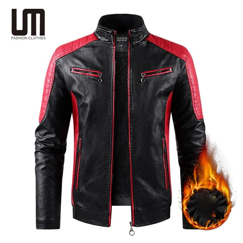 Clearance Sales Autumn Winter Men Fashion Casual Stand Collar Thick Warm Plus Size 5xl Pu Leather Jackets