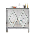 Diamond Shape Wood Panel Sideboard Storage Cabinet Glass Mirror Trim Free Shipping U.S. Home Furniture Living Room Entry