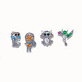 Europe and the United States Fashion Brass Copper Small Animal Zircon Small Ear Studs Delicate Cartoon Little Earrings Set MegaBDM