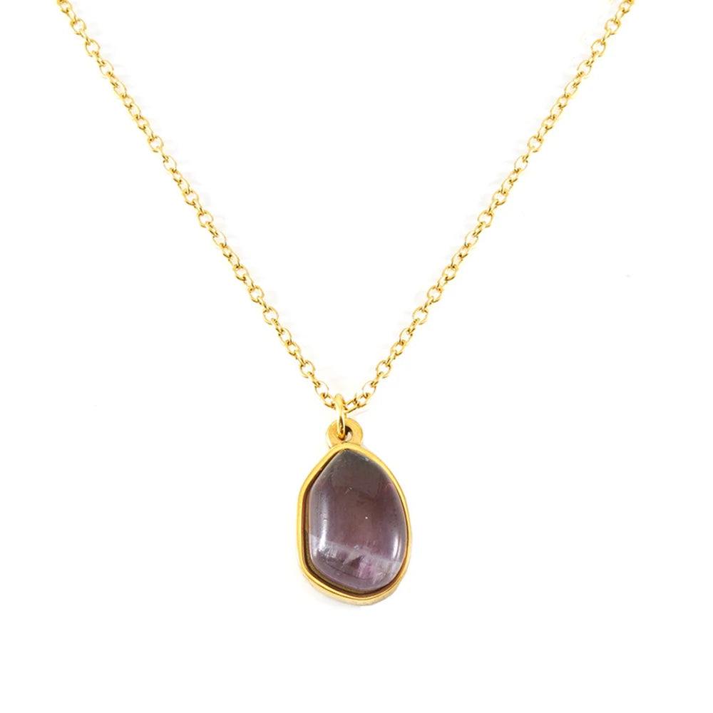 New Product 2024 Custom Designs 18k Gold Plated Natural Stone Pendant Bead Necklace Low Price Fashion Jewelry Necklaces