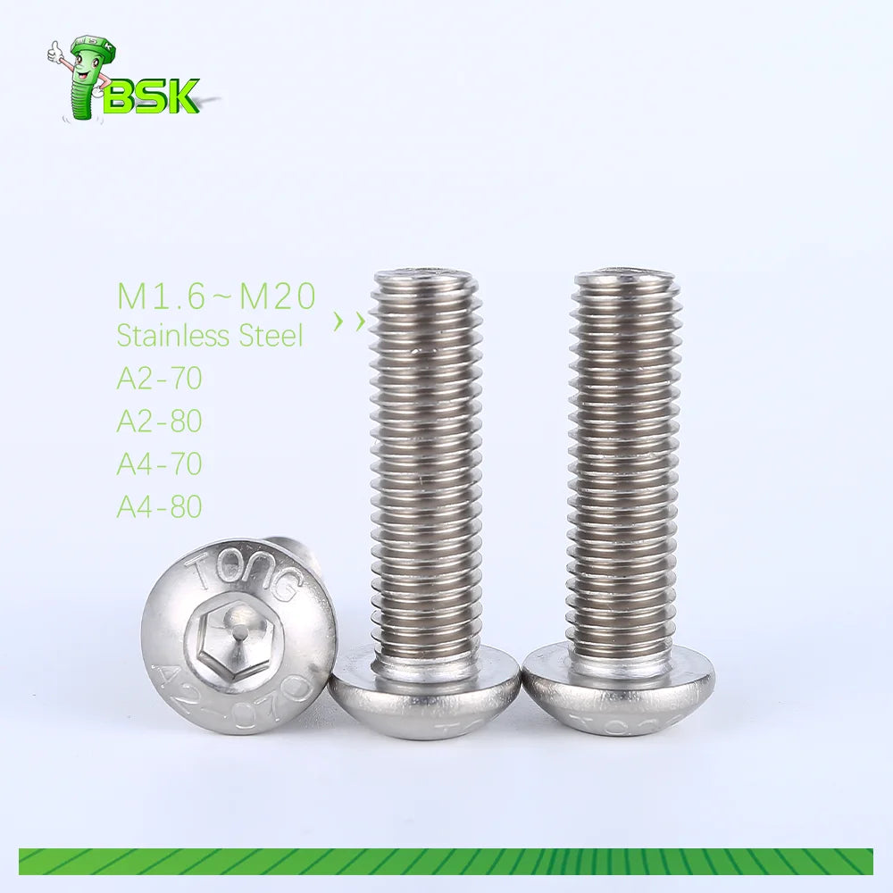 ISO 7380 Stainless Steel 304 316 M1.6 - M20 Hexagon Socket Button Head Screws