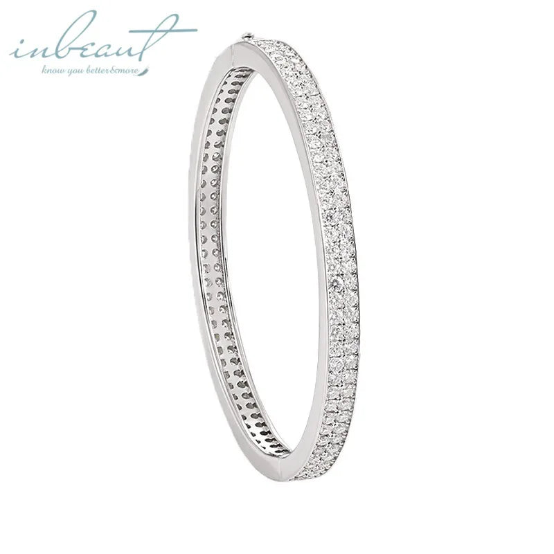 Silver 925 Original Total 5 Carat Round Excellent Cut Diamond Test Past Micro D Color Moissanite Bangle for Women Fine Jewelry