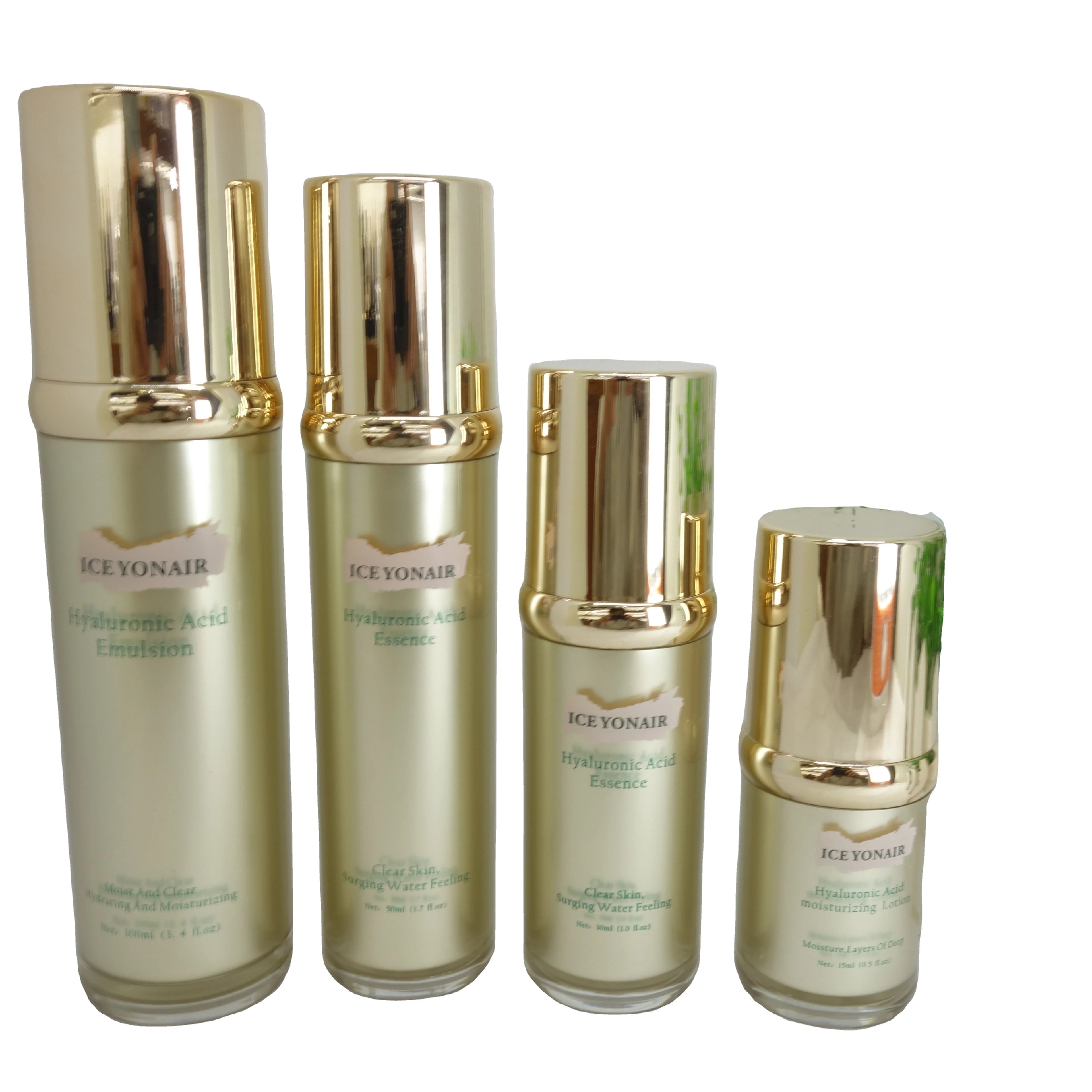 High-Grade Gold Acrylic Cosmetic Packaging Premium Plastic Squeeze Bottles Set for Lotion Skin Care Serum