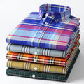 RNSHANGER New Men Cotton Shirts Spring Plaid Printed Long Sleeve Shirts for Men Fashion Breathable Business Work Male Soft Shirt
