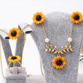 Creative New Sunflower Pearl Necklace Earrings Set Gold Plated Geometric NR Trendy Alloy 7-15 Days Delivery