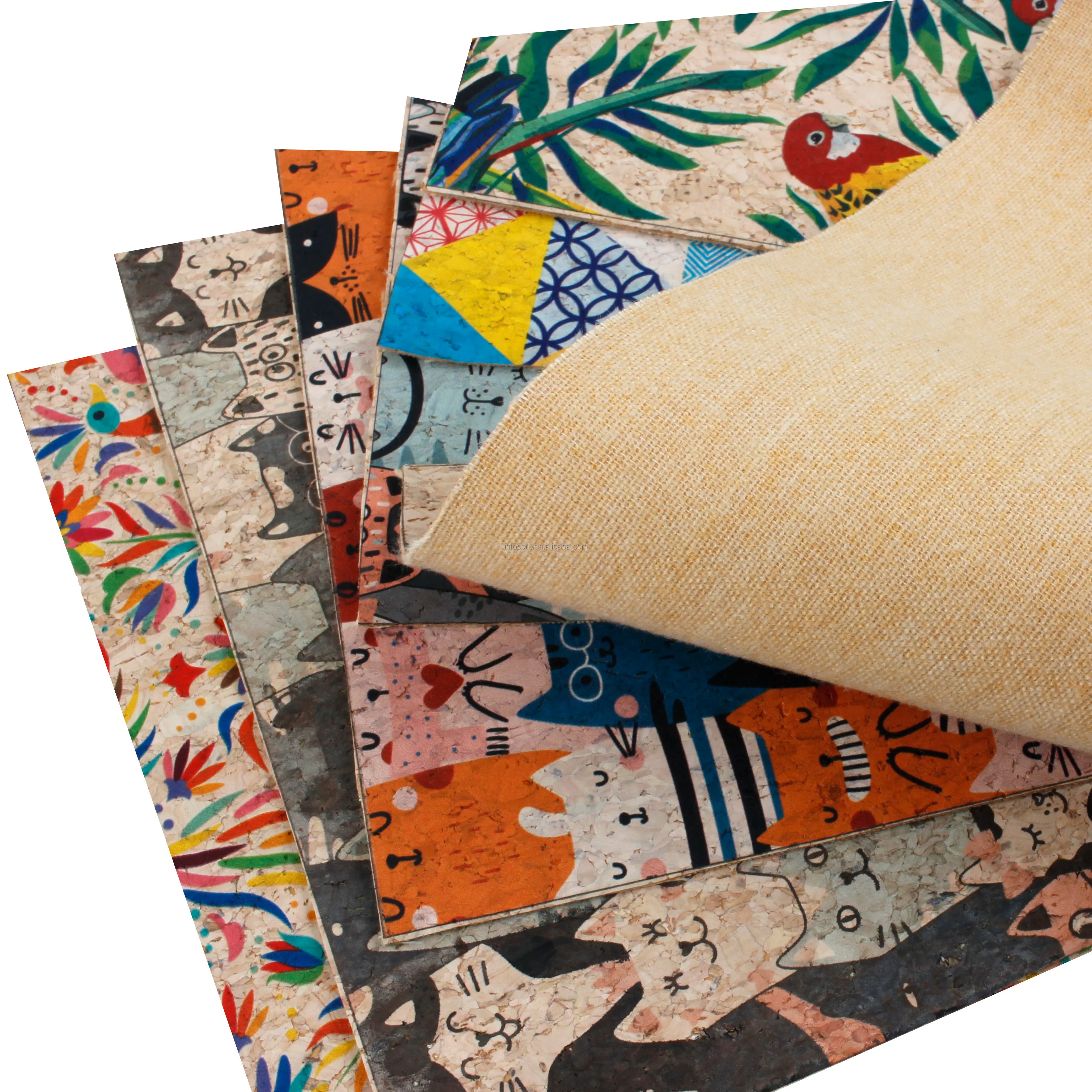 INFOCORK Dongguan Cork Manufacturer Wholesale - 0.8mm/0.9mm Thick Vinyl Printed Cork Fabric Leather | Factory Direct