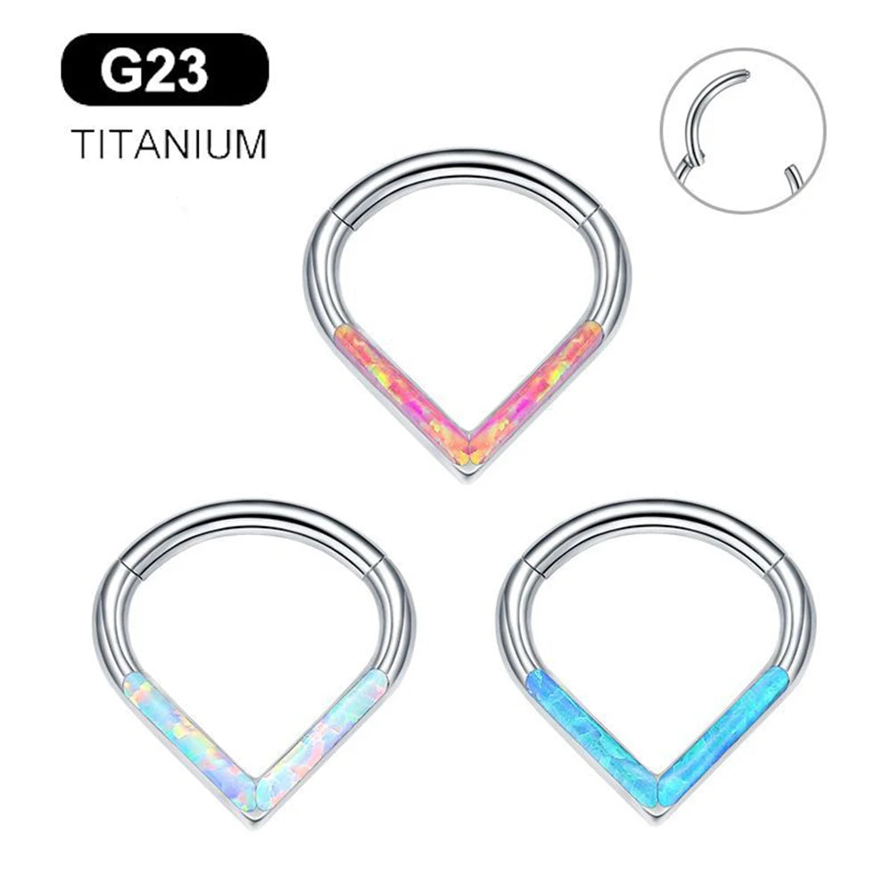 Evorte 16G ASTM G23 Titanium Heart Shape Septum Clicker Nose Daith Tragus Cartilage Ring Piercing Earring Drop Ear Nose Piercing