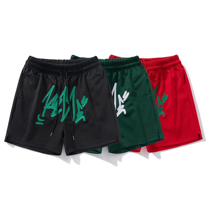 Summer Streetwear Retro Custom Fashion 5 Inch Inseam Jogger Mesh Shorts Unisex Gym Sweat Mens Loose Basketball Shorts for Men