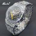 MISSFOX V309 Hip Hop Mechanical Men Watch Luxury Full Diamond Skeleton Clock Waterproof Tourbillon Automatic Watches 2021 New