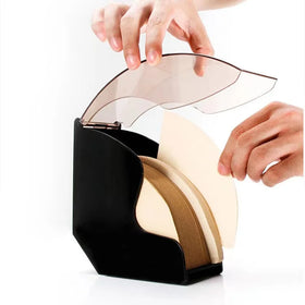 Coffee Accessories Wooden Hand Drip Barista Tools Acrylic Coffee Filter Storage With Dustproof Cover