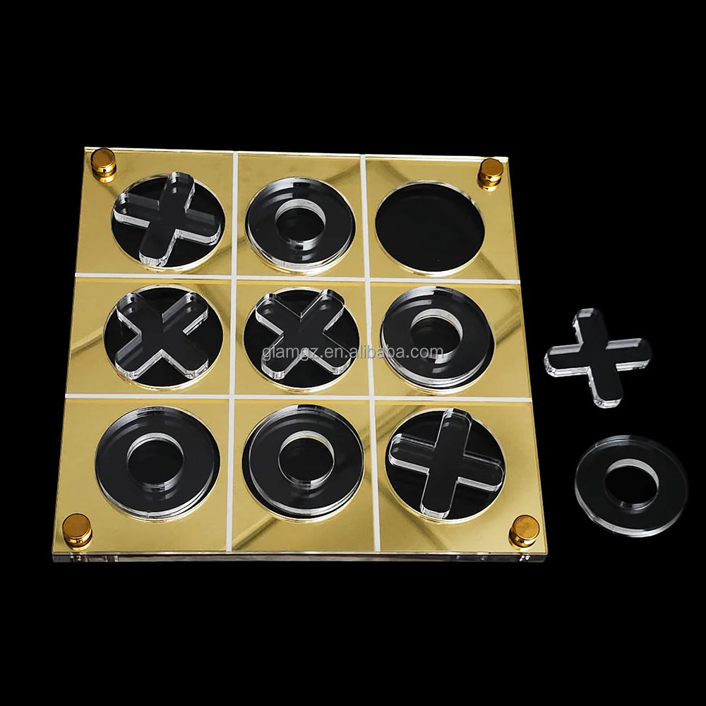 Jewish Gift Game Gold Tray Game XO Chess Modern Acrylic Lucite Tic Tac Toe Set