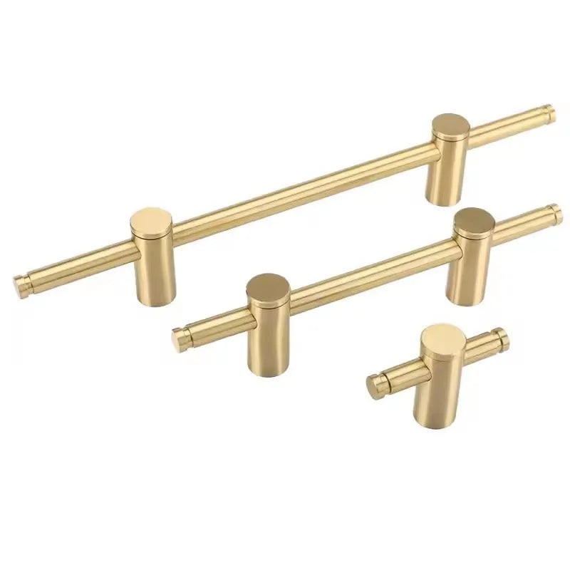 Adjustable Holes Long Brass Cabinet Pull Bar Modern Design Brushed Gold Drawer Dresser Knob Wardrobe Handles Wood Door Hardware