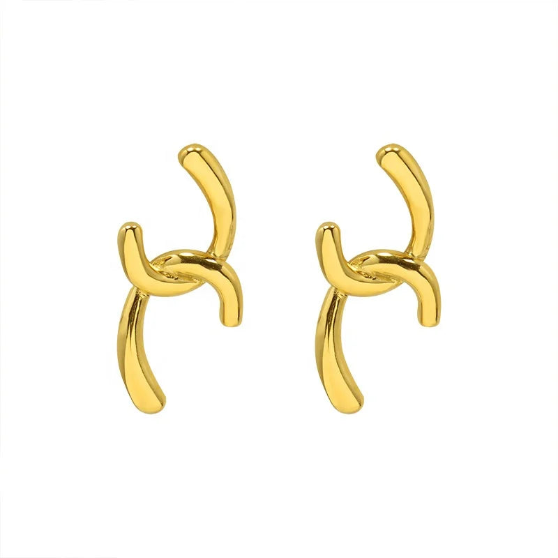 Trendy Gold Plated Stainless Steel Jewelry Hypoallergenic Thick Cuban Chain Link Stud Earrings