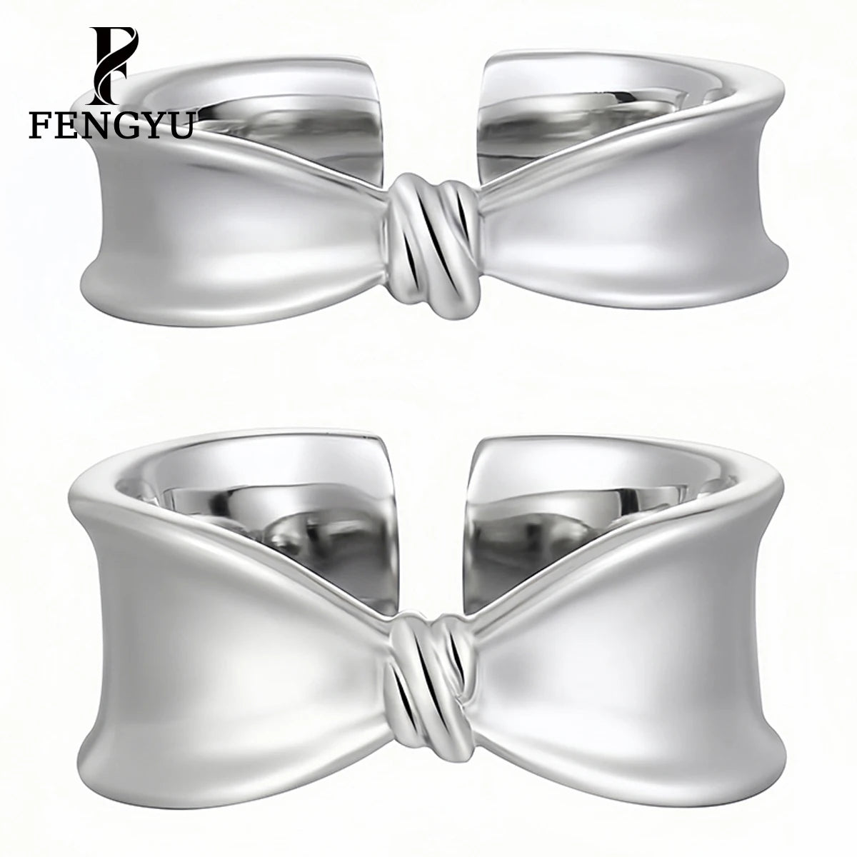 Fine Bow Couple Rings for Women 925 Sterling Silver Fashion Girls Adjustable Statement Ring Designer Custom Jewelry Wholesale
