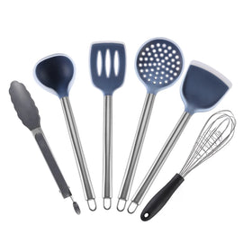 Manjia Translucent Blue Silicone Spatula Set Kitchen Utensils for Baking Mixing Cooking Spatulas Nonstick