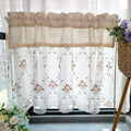 Xinlan Floral Voile Short Curtain  Living Room Balcony Divider Semi Sheer Coffee Half-curtain for Kitchen