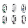 Real 925 Sterling Silver Green Christmas Tree CZ Charms Spacer Stopper Beads Fit Charms Bracelet Beads Jewelry Making Hot Sale