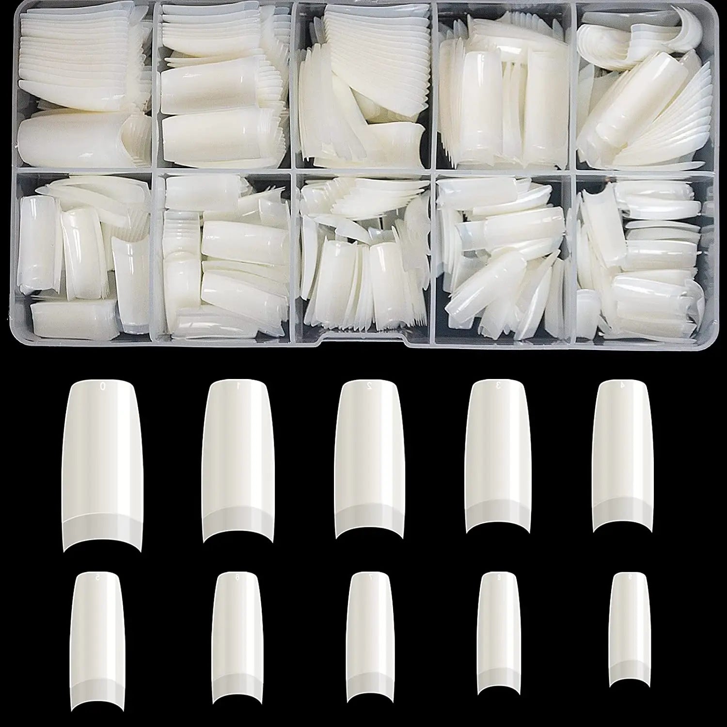 Wholesale ABS Artificial White Soft Gel False Nail Tips 500pcs Coffin Press on Nails