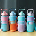 Gradient Color 64oz Half Gallon Motivational Water Bottles with Neoprene Sleeve and Phone Holder Bag Custom logo