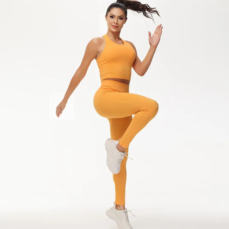 New Women's High Elastic Spandex/Nylon Sports Vest Moisture Absorption and Sweat Slimming for Running Yoga Fitness Clothing