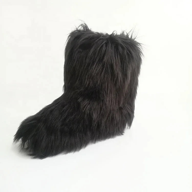 Japan Comfortable Platform Sole Furry Indoor Faux Fur Boots Slipper for Women