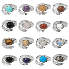 Best-Selling Women's Adjustable Open Gemstone Rings Non-Fading Natural Stone Bijoux Femme Perfect Gift Idea