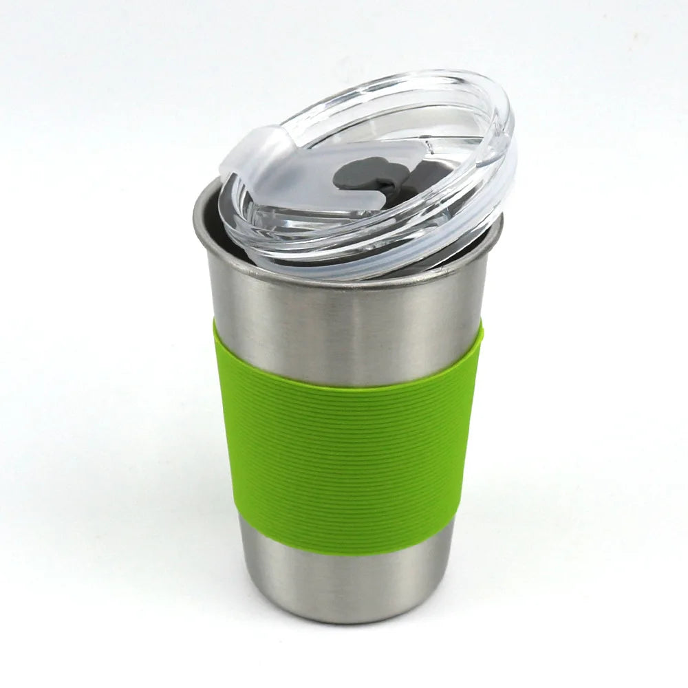 FX Factory Brief 304 Stainless Steel Coffee Mug Portable Beer Cup Party Drinking With Silicone Sleeve Custom Logo Printing