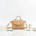 Women's Eco-friendly Natural Cork Tote Bag Crossbody Purse Zipper Closure Durable Waterproof Chains Solid Color Polyester Lining