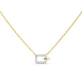 LOZRUNVE 925 Sterling Silver Gold Pave CZ Zirconia Rectangle Pendant Elegant Necklace