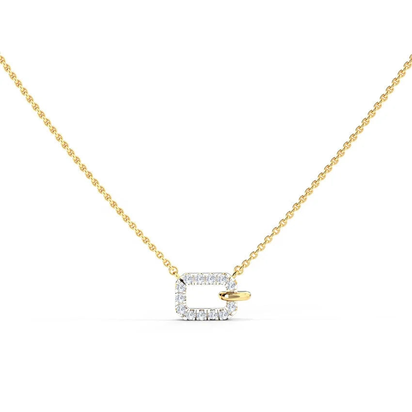 LOZRUNVE 925 Sterling Silver Gold Pave CZ Zirconia Rectangle Pendant Elegant Necklace