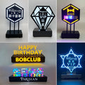 Custom Logo Colorful LED Acrylic Easter Happy Birthday VIP Board Table Sign Stand for Restaurant Bar with Rechargeable Battery
