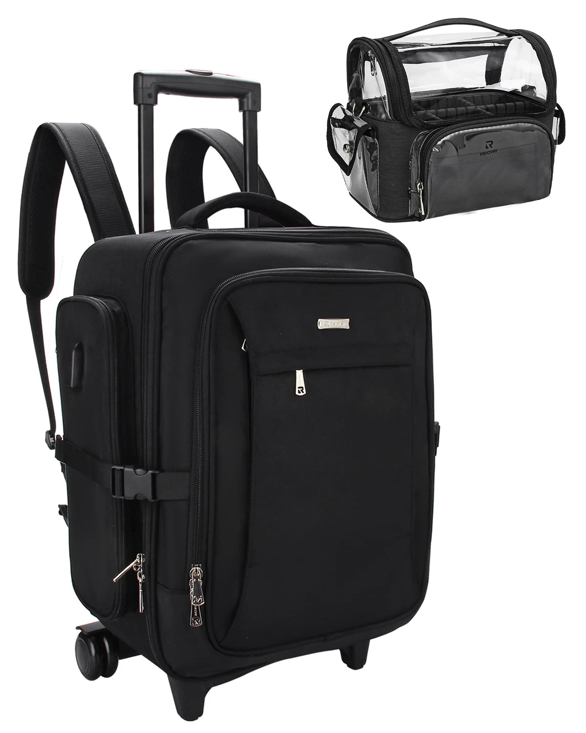 Extra Large Professional Rolling Train Case Waterproof Makeup Artist Trolley with Zipper Closure Cosmetics Travel Bag