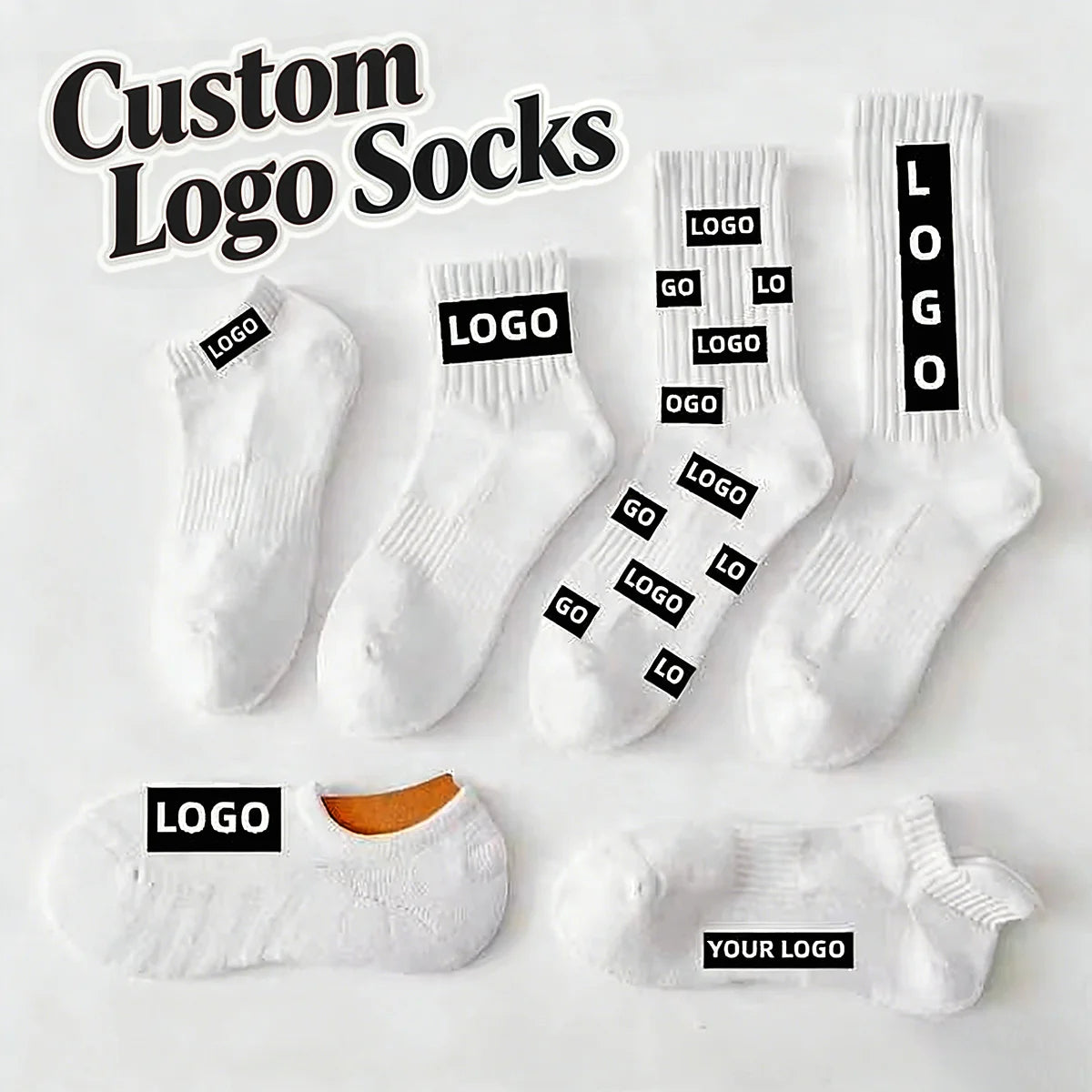 Custom Socks Design Own Logo Crew Socks No Minimum Order Private Your Label Cotton Black Man Sport Sock Elite Calcetines
