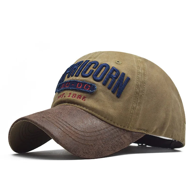 New Embroidered 3D Letter Washed Sunshade Sports Hat PU Splicing Made of Old Cotton Denim Fabric Washed Baseball Cap Unisex