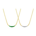 Fashion  PVD Plating Stainless Steel Snake Chain Green Crystal Emerald Zircon Clavicle Necklace for Valentine's Day