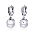 Factory Korean Fashion 925 Sterling Silver Freshwater Pearls Stud Earrings Zircon Silver Earrings for Women Jewelry SCE482