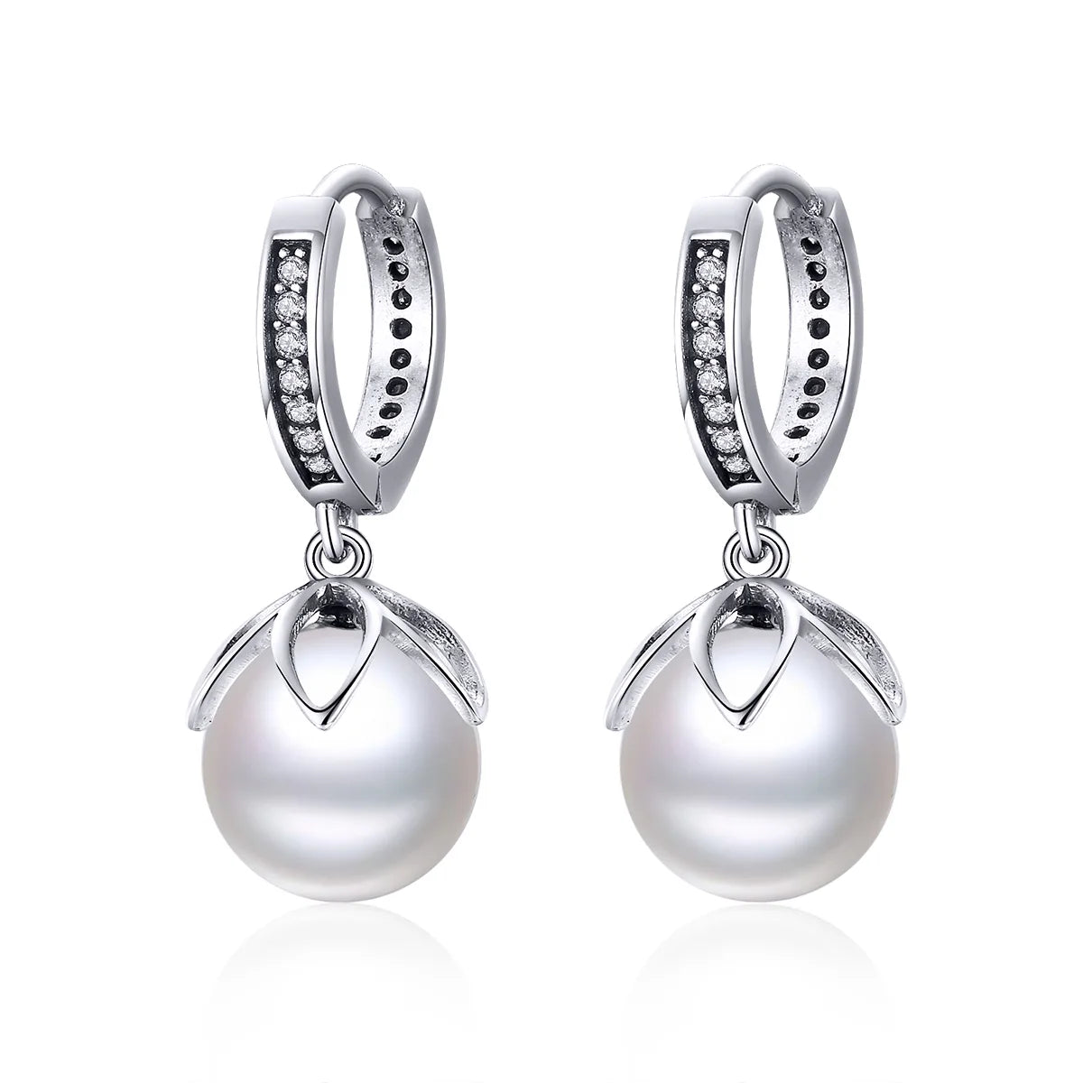 Factory Korean Fashion 925 Sterling Silver Freshwater Pearls Stud Earrings Zircon Silver Earrings for Women Jewelry SCE482