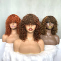 Fast Shipping Bob Orange Piano Color Wholesale Vietnamese Raw Hair12Inch Luxury Curly Human Hair Wigs With Bangs Hair Suppliers
