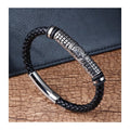 Retro Men Stainless Steel Accessories Viking Braided Genuine Leather Bracelet Jewelry Stylish Versalite Silver Bracelet OT-163