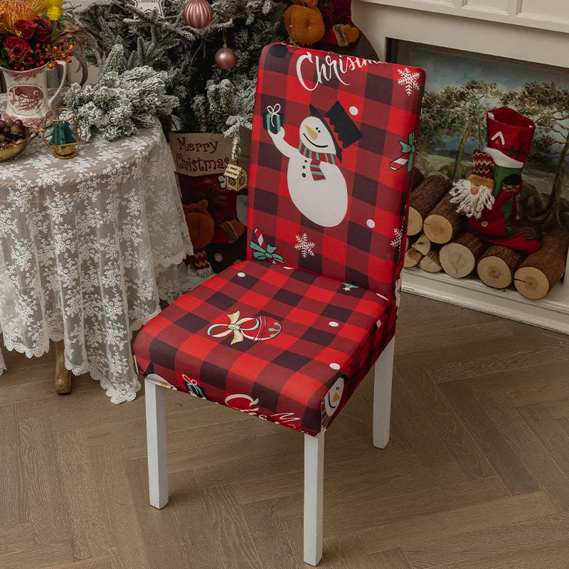 Christmas Jacquard Jingle Bell Chair Slipcover Removable Washable Stretch Protector for Home or Hotel Living Room